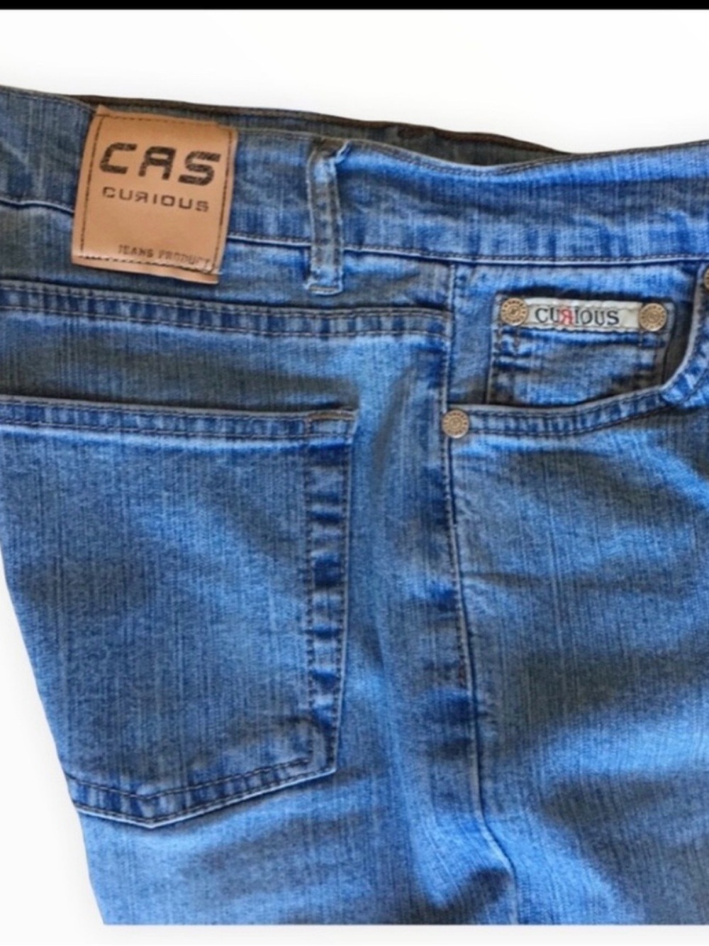 🔴 Curious Beaded-Cuff Medium-Wash Straight Jeans - Picture 9 of 10